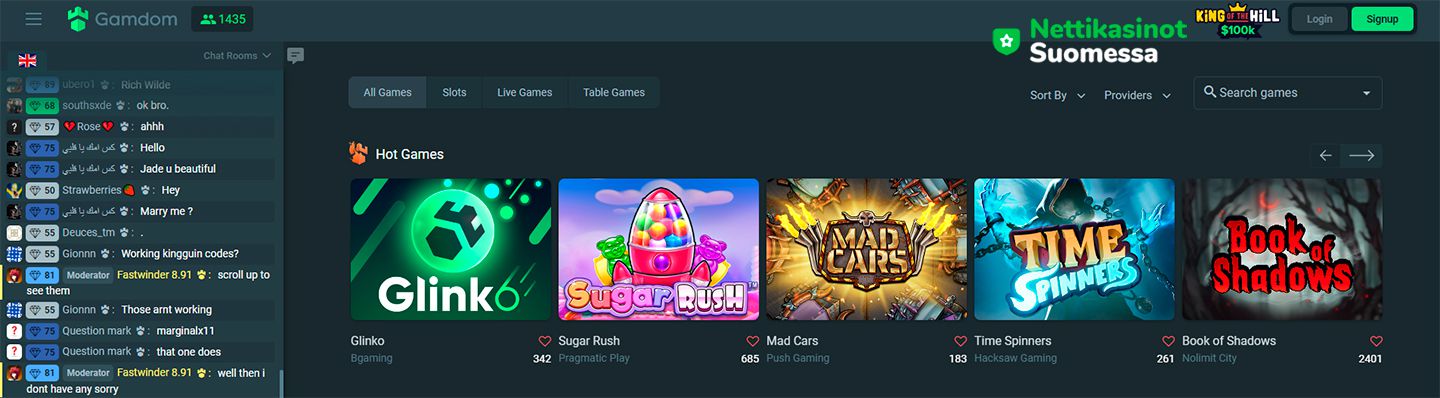 Gamdom Casino Main Page.