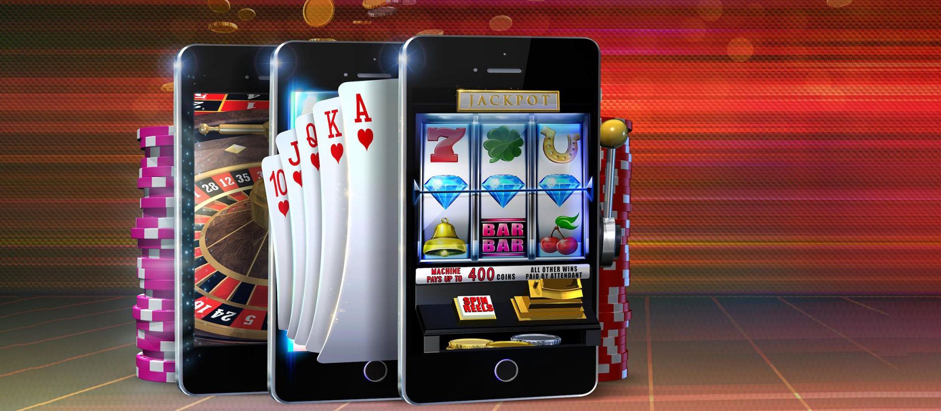 Variety of games for iPhone casino app.